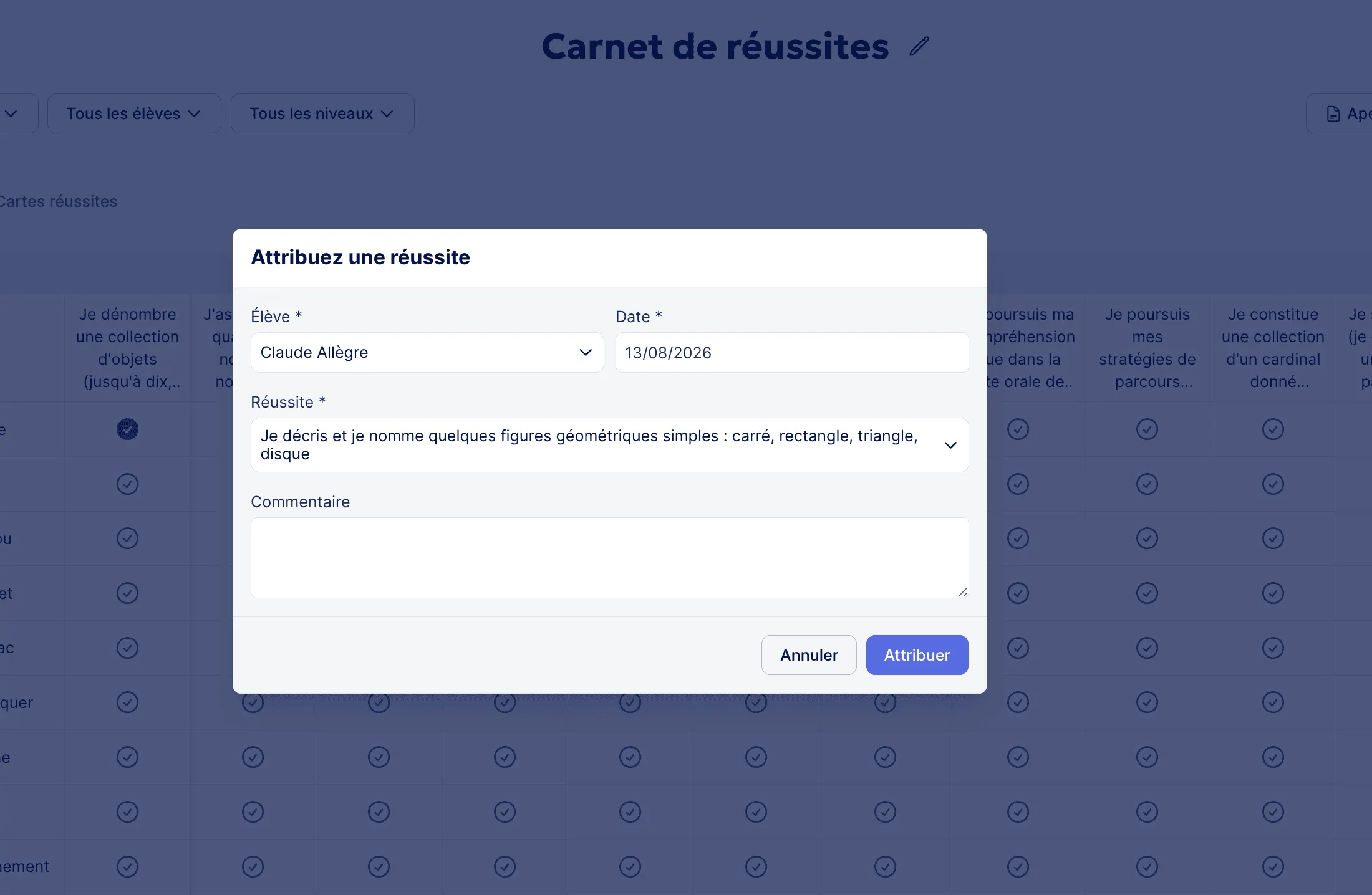 Ajouter un commentaire dans une réussite