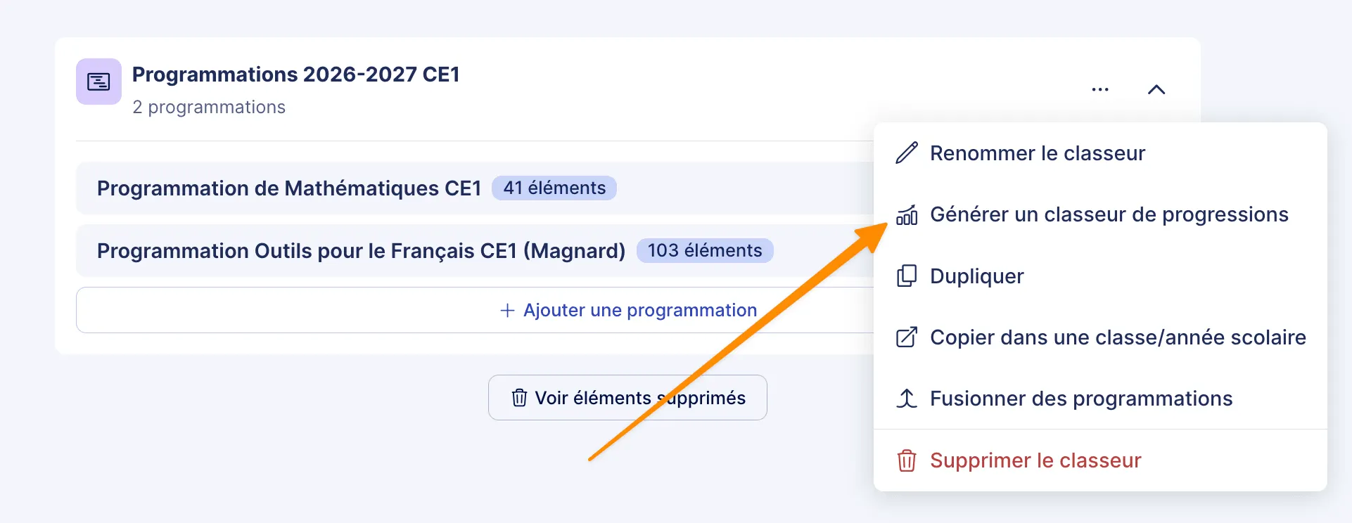 générer une progression depuis une programmation dans Teetsh