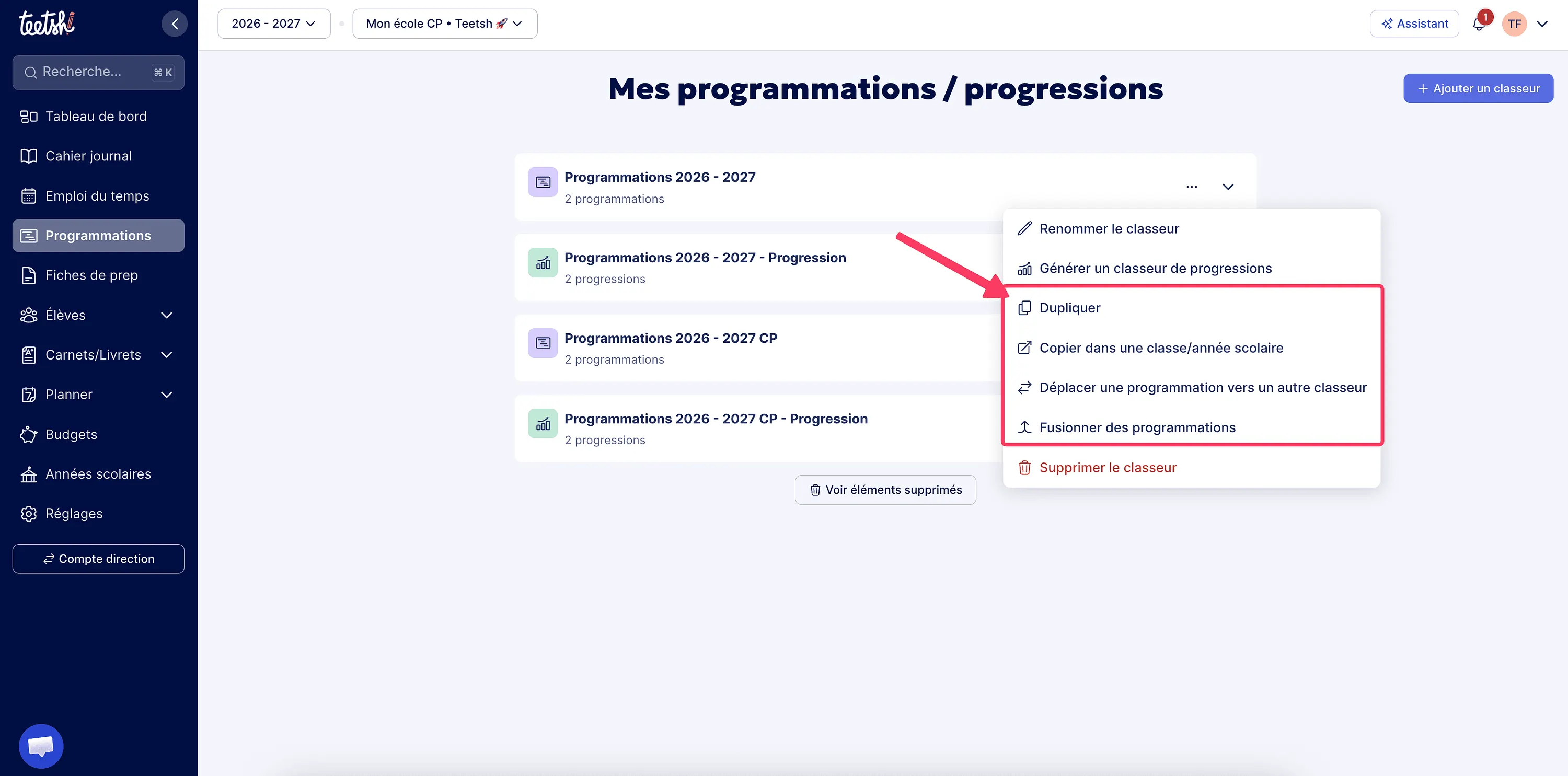 Organiser les programmations