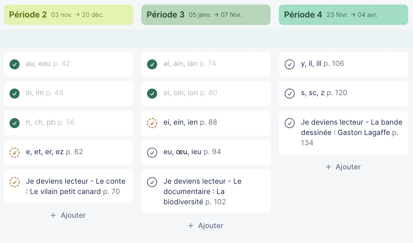 Suivi de l'avancement d'une programmation