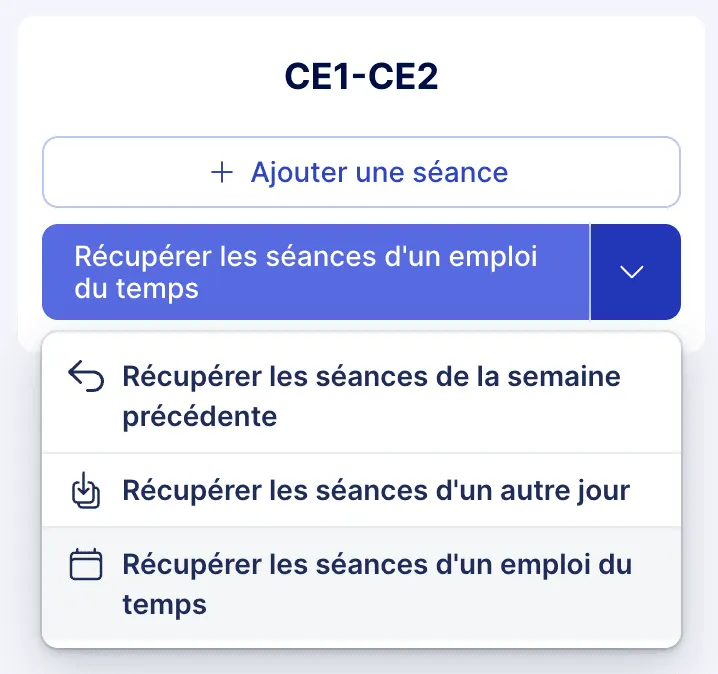 Aperçu des options pour récupérer des séances dans le cahier journal