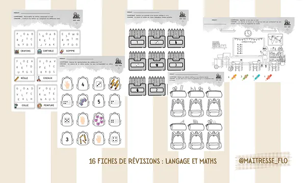 Fiches révisions de rentrée Maitresse Flo