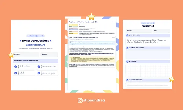 Aperçu problèmes maths à imprimer CE1