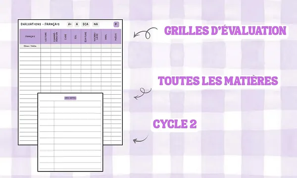 Grilles évaluations Maitresse Alizé