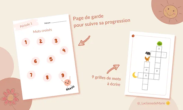 Livret autonomie mots croisés La classe de Marie Vignette1