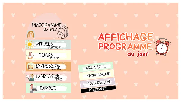Affichage programme du jour : repères visuels pour la classe