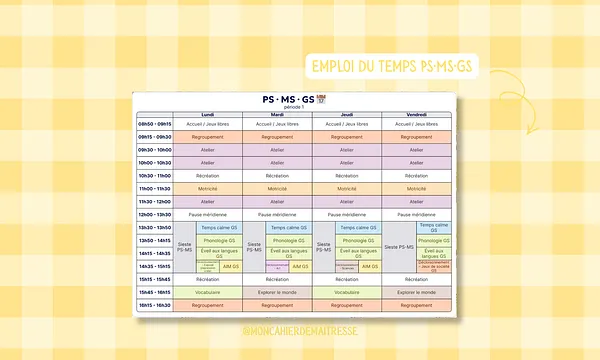 Emploi du temps PS MS GS - Mélanie - Aperçu